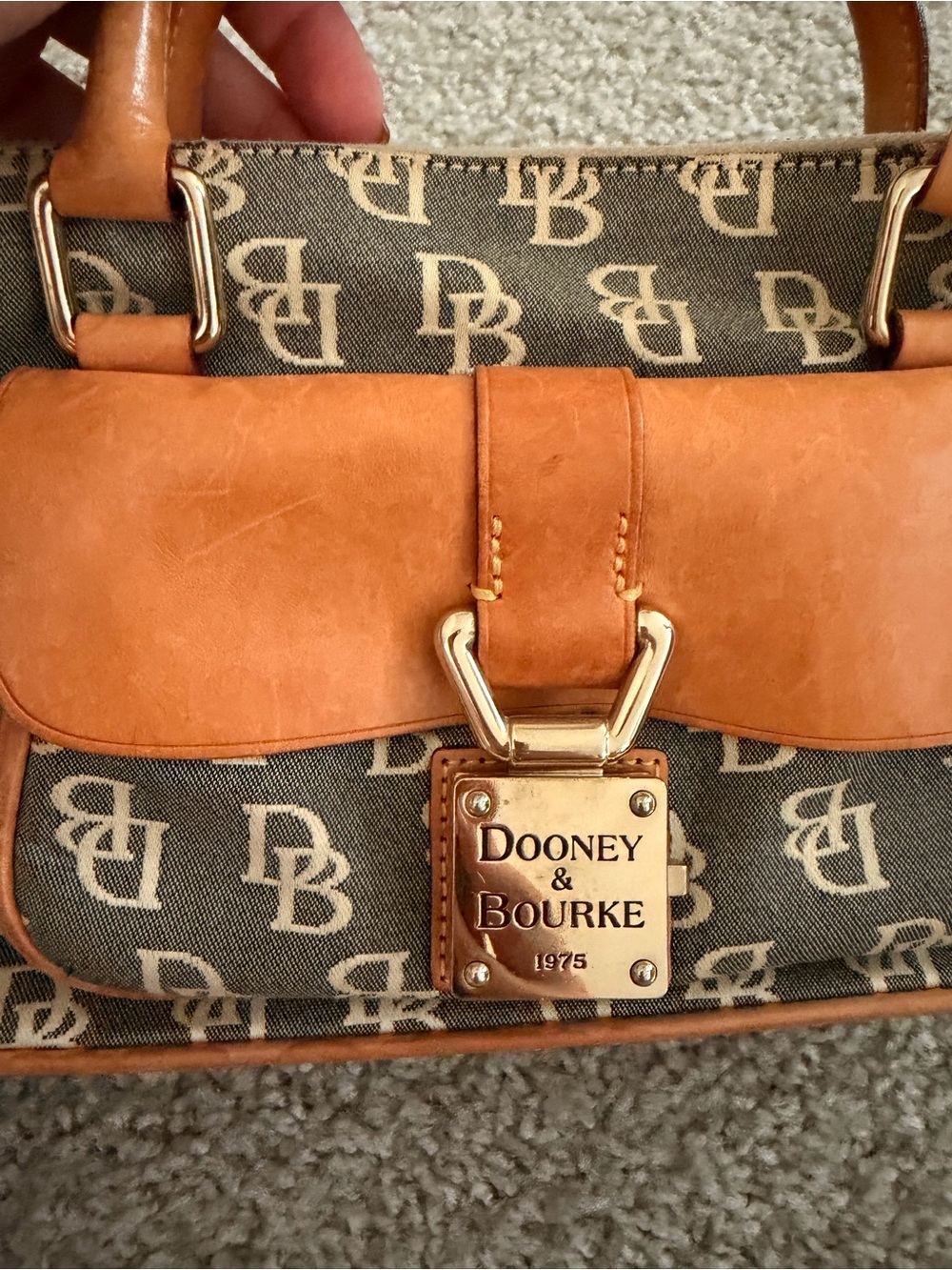 Dooney & Bourke Tan & Brown Signature Logo Satchel - Picture 9 of 10